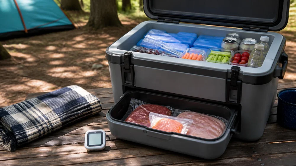 Camping Cooler Plan: Layer Ice, Separate Raw Food, and Track Time