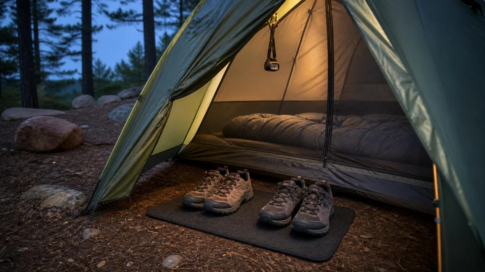 Tent Entry Organization: Shoes, Mud, Insects, and Night Access