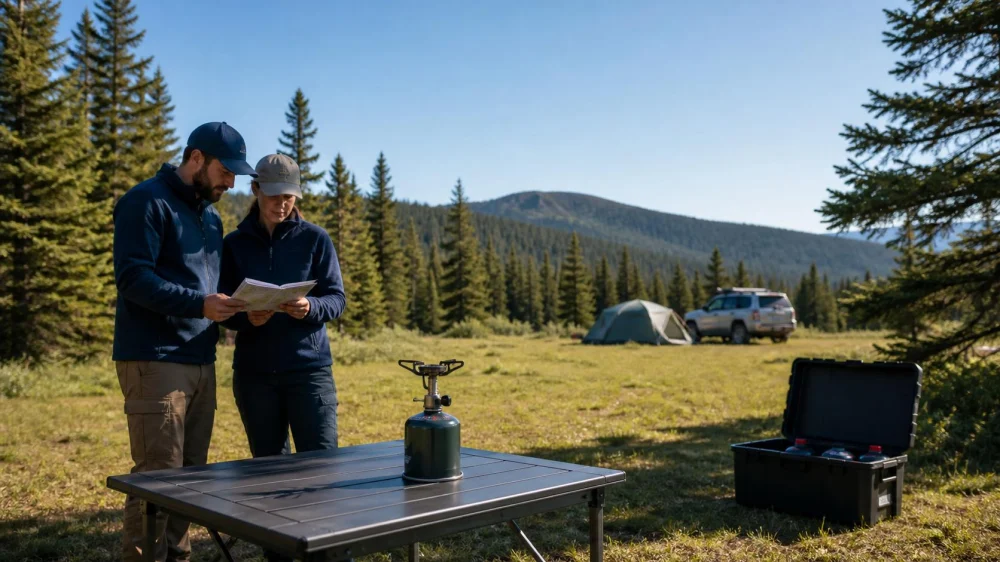 Camp Stove Setup: Fuel, Ventilation, Clearance, and Shutdown