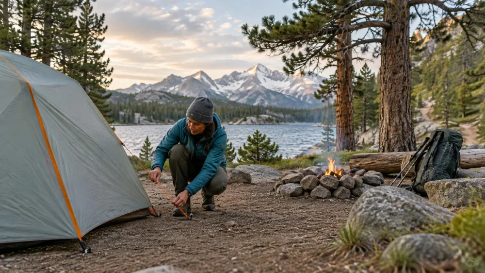Campsite Wind Plan: Anchors, Trees, Fire, and Exit