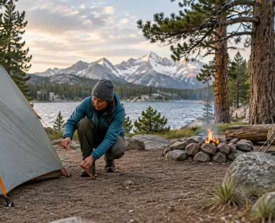 Campsite Wind Plan: Anchors, Trees, Fire, and Exit