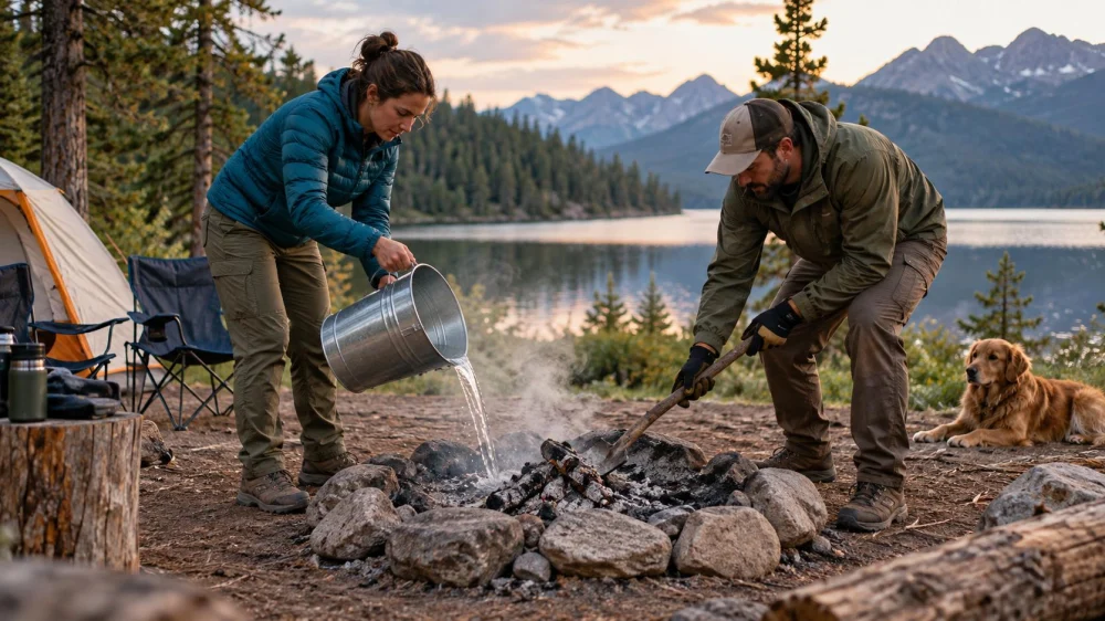 Campfire Extinguishing Record: Water, Stirring, and Check