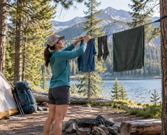 Campsite Clothesline Setup: Trees, Tension, and Courtesy